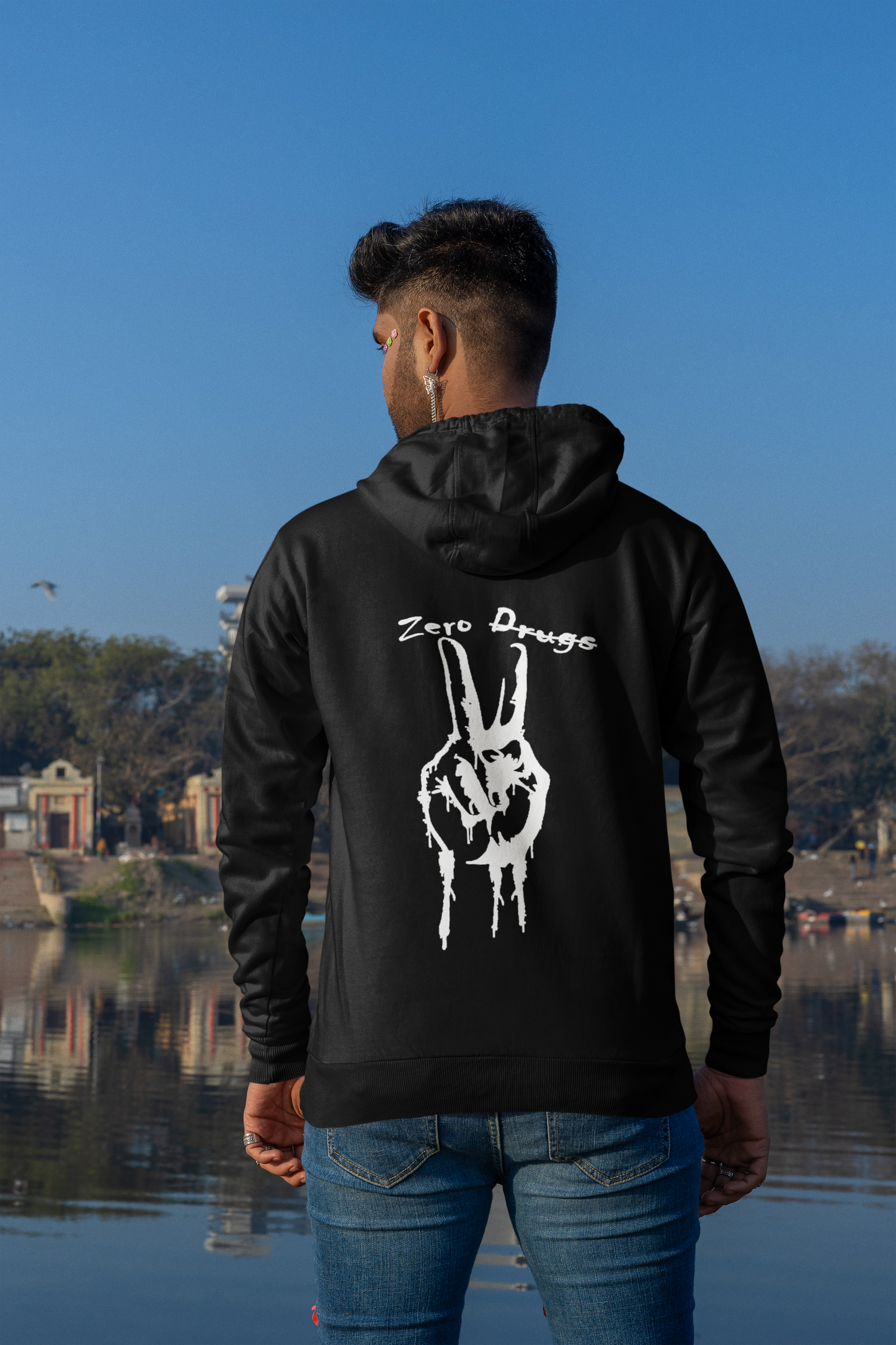 HigherBlanks Premium Hoodie - Backprint / Zero Drugs - Peace