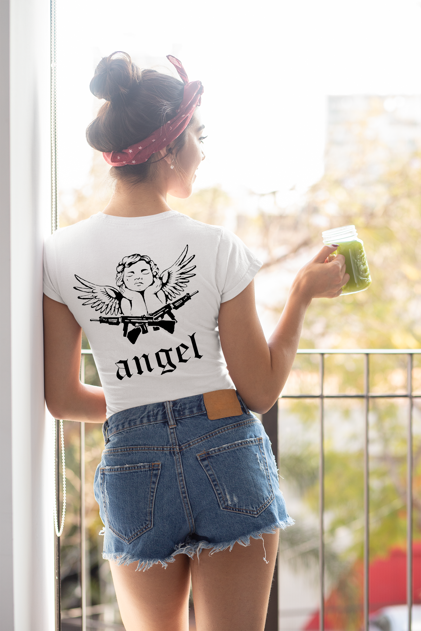 Premium Organic Shirt Women - Backprint / angel